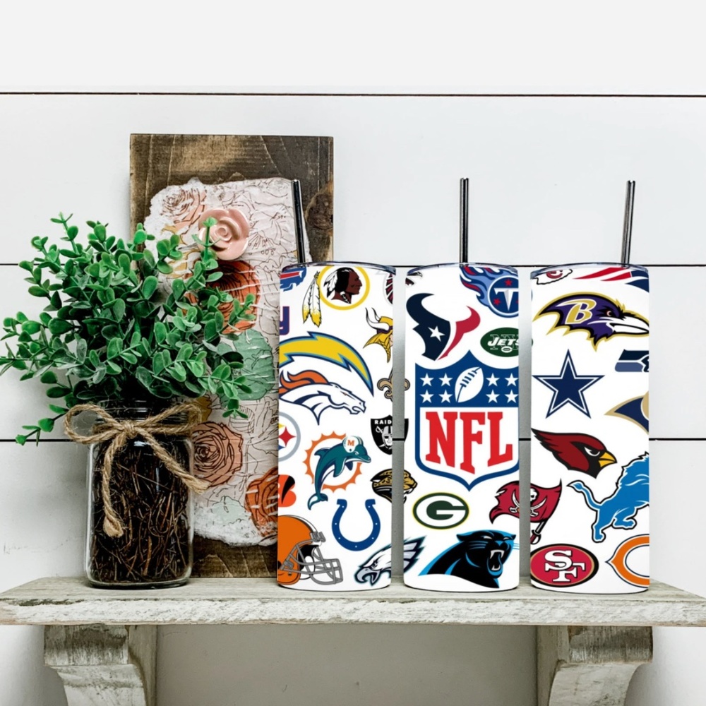Custom NFL 20 oz Skinny Inspired Tumblers. national football league template